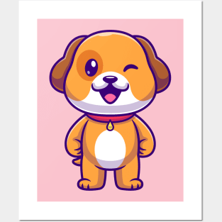 Cute Dog Standing Cartoon Posters and Art